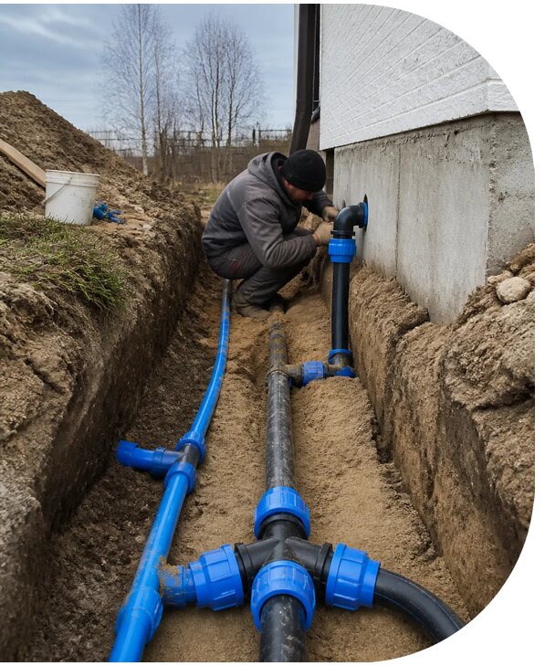 Монтаж наружного водопровода на участке под ключ в Соколе